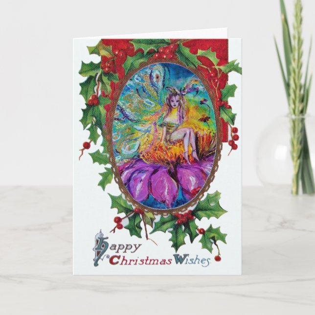 FAIRY IN THE NIGHT Happy Christmas Wishes Holiday Card (Front)