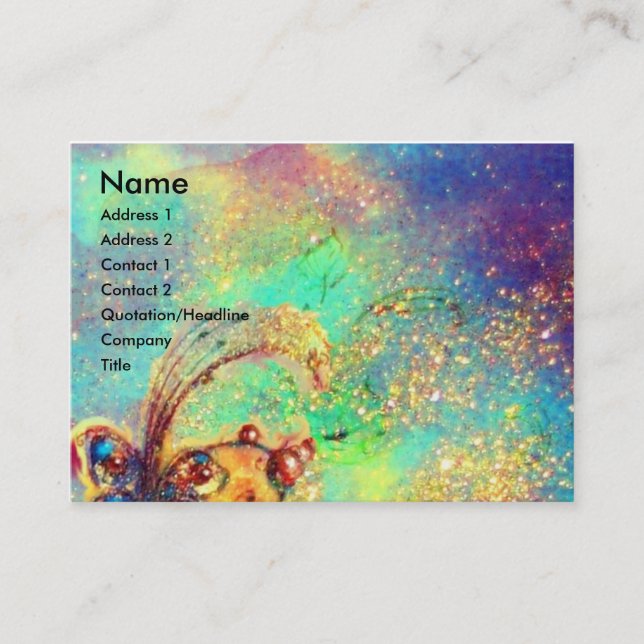 FAIRY IN THE NIGHT / MAGIC BUTTERFLY PLANT teal Business Card (Front)