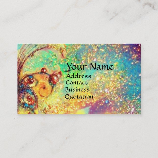 FAIRY IN THE NIGHT / MAGIC BUTTERFLY PLANT teal Business Card (Front)