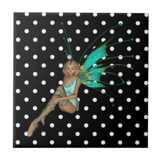 Fairy in Turquoise Polkadots Tile