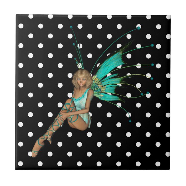 Fairy in Turquoise Polkadots Tile (Front)