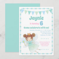 Fairy Invitation Brunette Girls Birthday Party