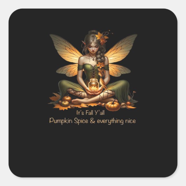 Fairy It’s Fall Y’all Square Sticker (Front)