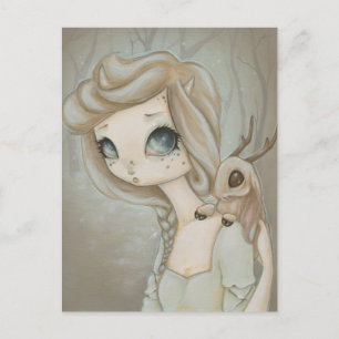 Fairy Jackalope - fantasy fairy art postcard