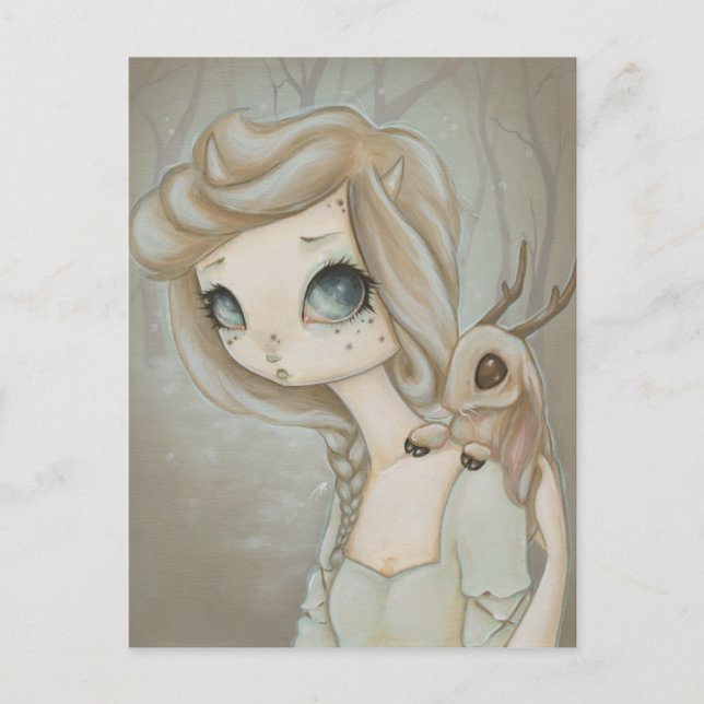 Fairy Jackalope - fantasy fairy art postcard (Front)