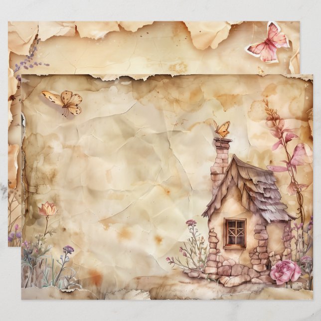 Fairy Junk Journal Scrapbook Paper (Front/Back)