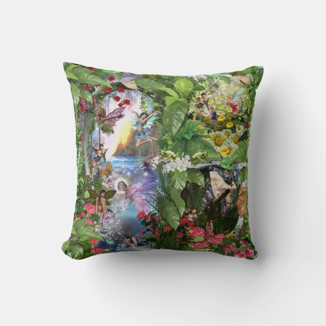 Fairy Kingdom forest dreamland fantasy stories Cushion (Front)