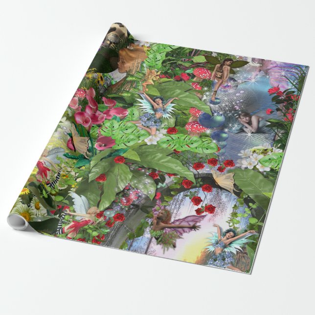 Fairy Kingdom forest dreamland fantasy stories Wrapping Paper (Unrolled)