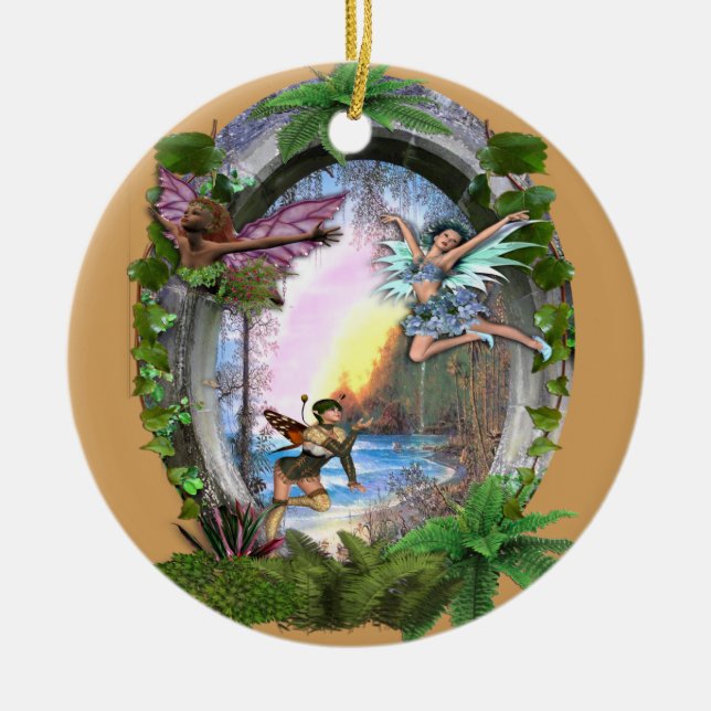 Fairy Kingdom Plate Ceramic Tree Decoration (Front)