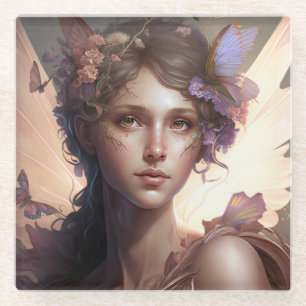 Fairy Lady Fantasy Art  Glass Coaster