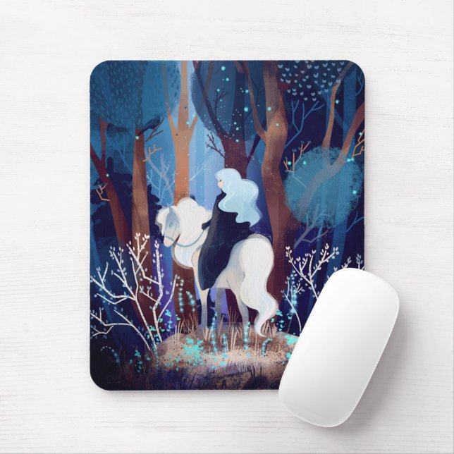 Fairy Lady in a Black Cape Mouse Mat (With Mouse)