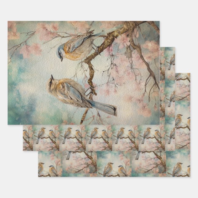 Fairy Land Spring Forest Birds No3 Wrapping Paper Sheet (Set)