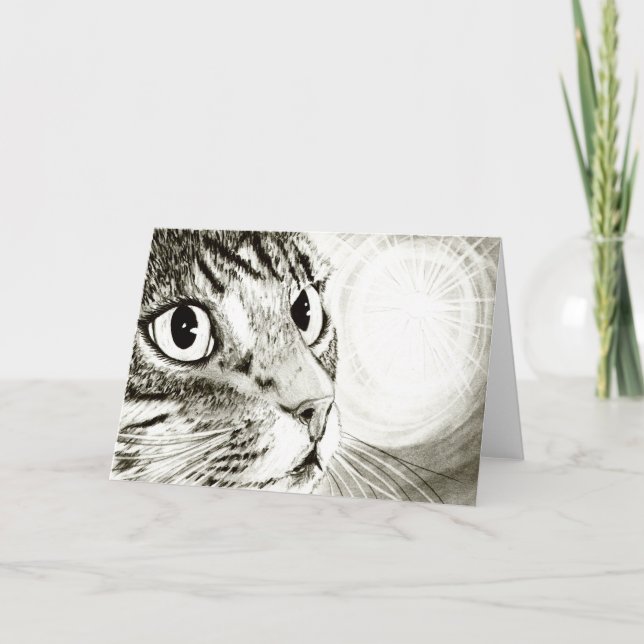 Fairy Light Tabby Cat Fantasy Art Card (Front)