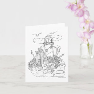 Fairy Lighthouse Colour It Yourself Blank Card