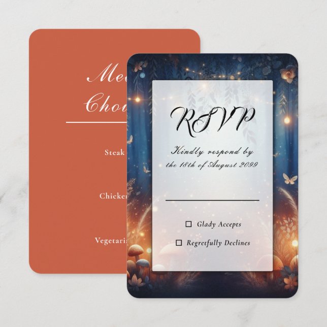 Fairy Lights and Moonlit Forest Magic RSVP Card (Front/Back)