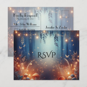 Fairy Lights and Moonlit Forest Magic RSVP Invitation Postcard