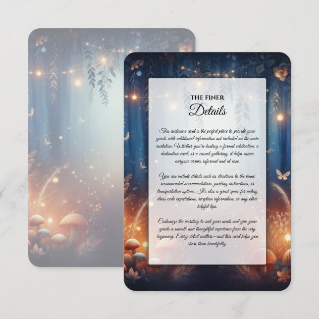 Fairy Lights and Moonlit Forest Magic Wedding Enclosure Card (Front/Back)