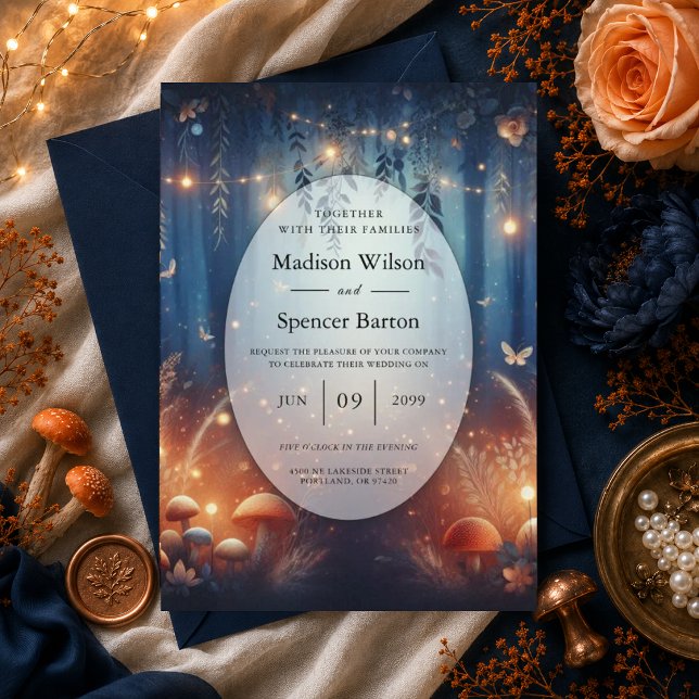 Fairy Lights and Moonlit Forest Magic Wedding Invitation (Creator Uploaded)
