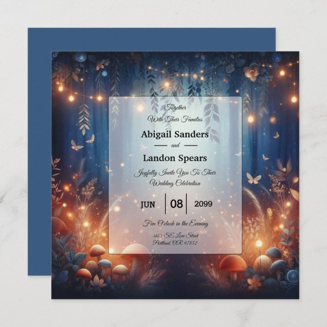 Fairy Lights and Moonlit Forest Magic Wedding Invitation (Front/Back)