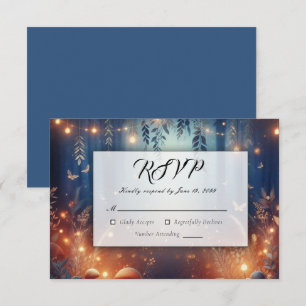 Fairy Lights and Moonlit Forest Magic Wedding RSVP Card
