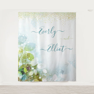 Fairy Lights Blue Green Wedding Tapestry