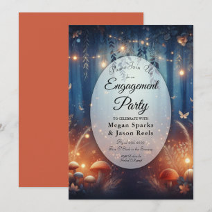 Fairy Lights in a Moonlit Forest Engagement Party Invitation