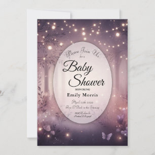 Fairy Lights in Woodland Glow Baby Shower Invitation