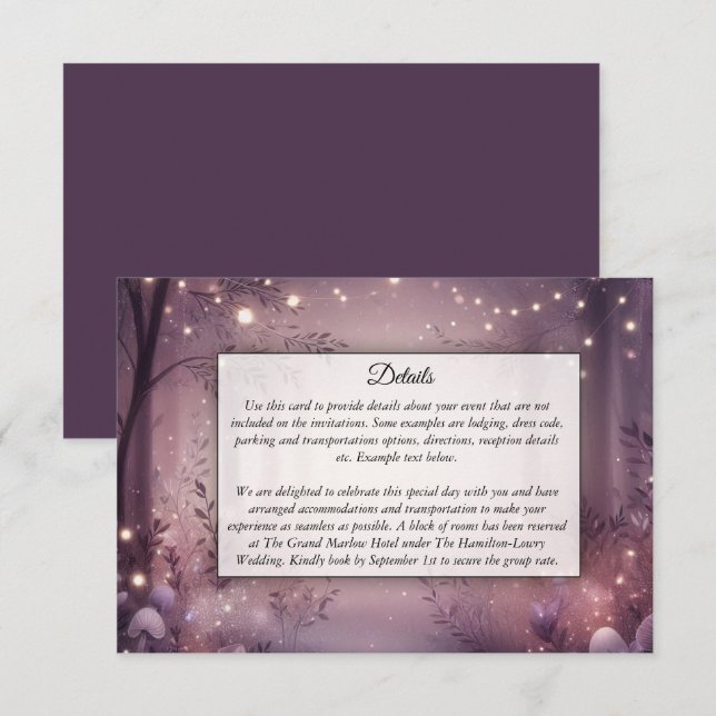 Fairy Lights in Woodland Glow Wedding Enclosure Card (Front/Back)