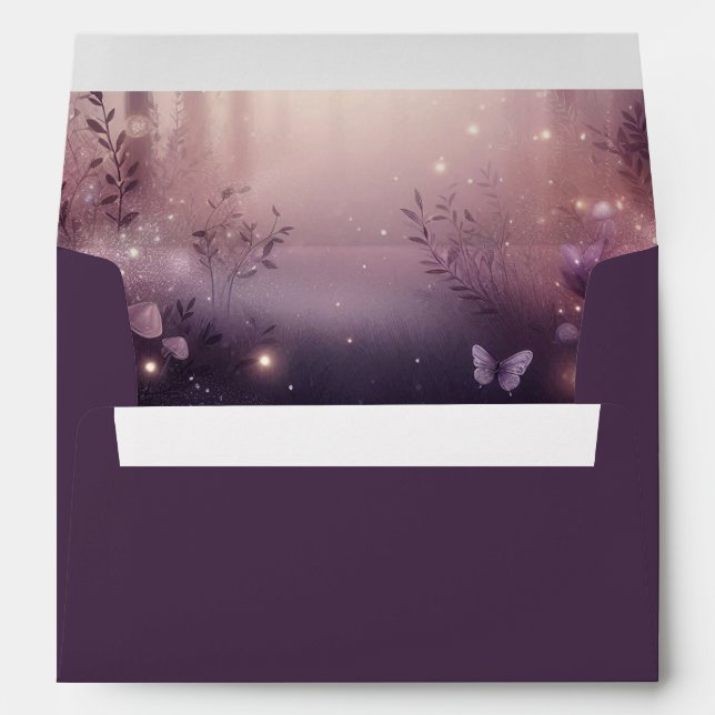 Fairy Lights in Woodland Glow Wedding Envelope (Back (Bottom))