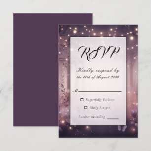 Fairy Lights in Woodland Glow Wedding RSVP Card