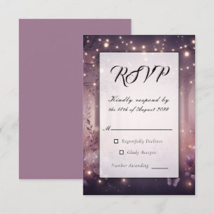 Fairy Lights in Woodland Glow Wedding RSVP Card