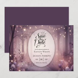 Fairy Lights in Woodland Glow Wedding Save The Date