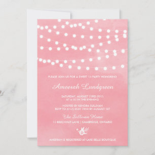 Fairy Lights Pink Sweet Sixteen Party Invitation