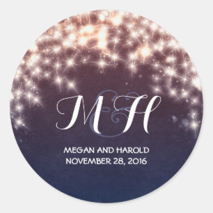 Fairy Lights Rustic Wedding Classic Round Sticker