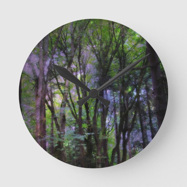 Fairy Lights Surreal Forest Round Clock (Front)