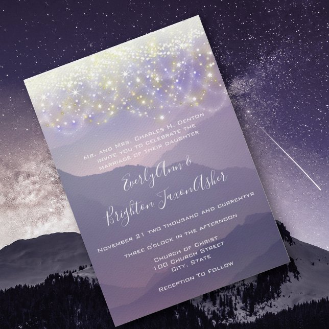 Fairy Lights Violet Purple Wedding Invitation (Creator Uploaded)