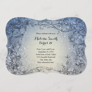 Fairy Lights Whimsy Blue Birthday Party Invitation