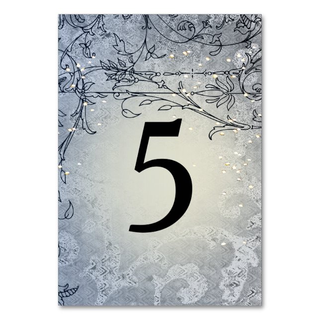 Fairy Lights Whimsy Blue Table Number (Back)