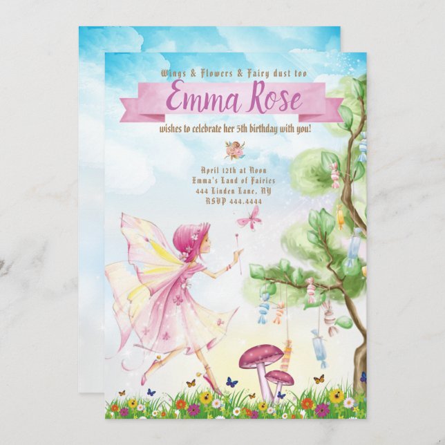 Fairy Magic Birthday party Invitation (Front/Back)