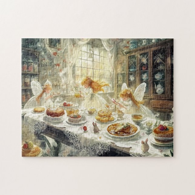 Fairy Magic Tea Party Spring Kitchen Baking Time Jigsaw Puzzle (Horizontal)