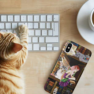 Fairy Magical Cats Enchanted Library Books iPhone X Case