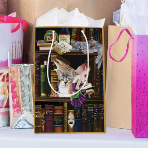 Fairy Magical Cats Enchanted Library Books Medium Gift Bag