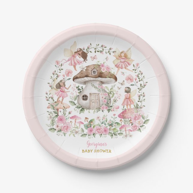 Fairy Magical Forest Garden Girl Baby Shower Paper Plate (Front)