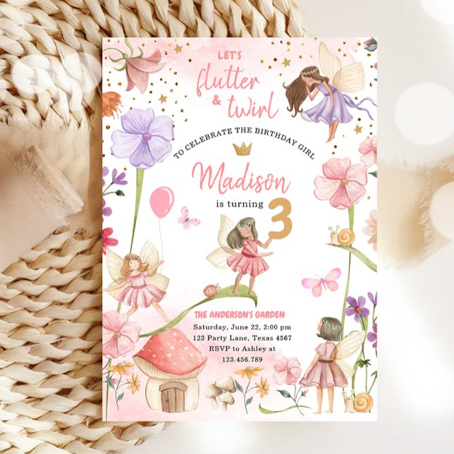 Fairy Magical Forest Garden Girl Fairy Birthday In Invitation (Creator Uploaded)