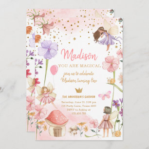 Fairy Magical Forest Garden Girl First Birthday In Invitation