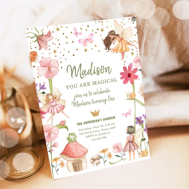 Fairy Magical Forest Garden Girl First Birthday Invitation (Creator Uploaded)