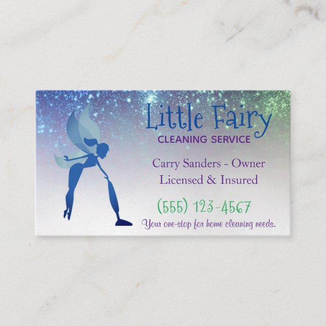 Fairy Maid House Cleaning Service Business Card (Front)