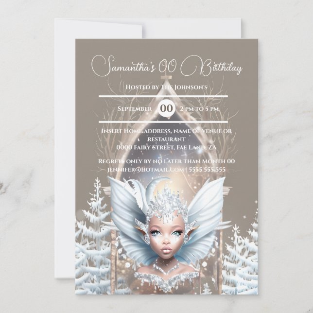 Fairy moon winter queen magical portal enchanted invitation (Front)