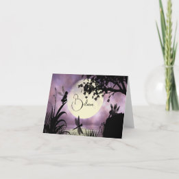 Fairy moonlit pond believe note card