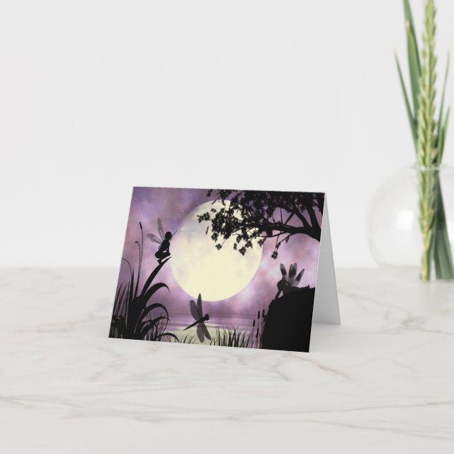 Fairy moonlit pond note card (Front)